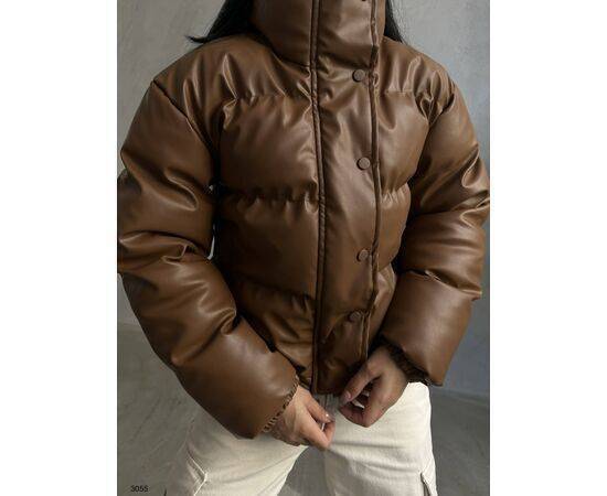 Women's Leather Puffer Jacket