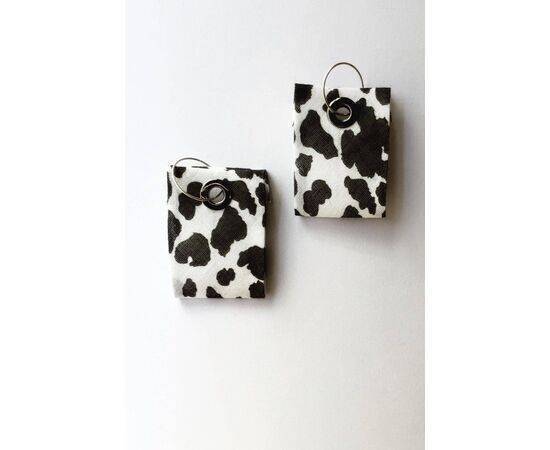 Dalmatian Patterned Fabric Earrings