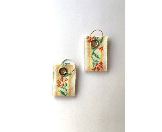 Flower Patterned Fabric Earrings