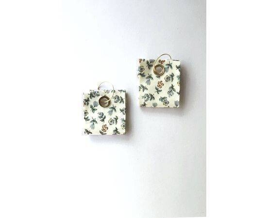 Flower Textured Fabric Earrings