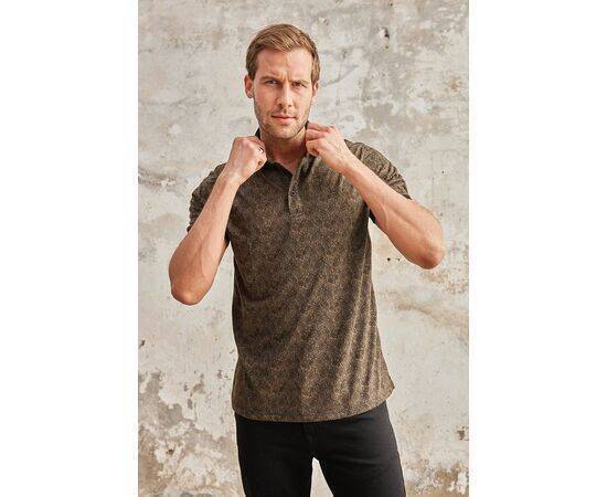 Patterned Polo Neck Short Sleeve T-Shirt