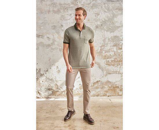 Patterned Polo Neck Short Sleeve T-Shirt with Pockets