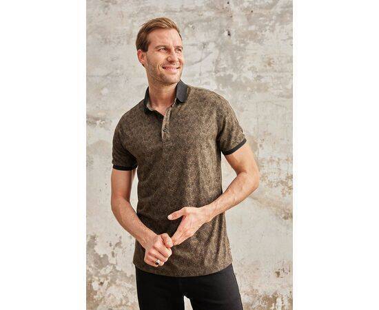 Patterned Polo Neck Short Sleeve T-Shirt