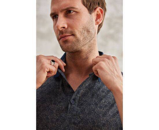 Patterned Polo Neck Short Sleeve T-Shirt