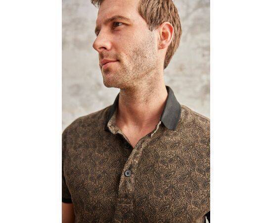 Patterned Polo Neck Short Sleeve T-Shirt