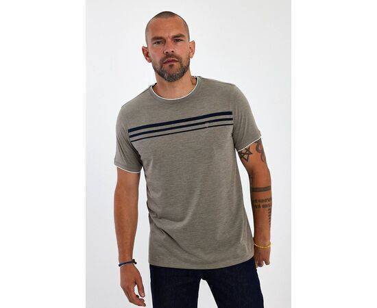 Crew-Neck Striped Short Sleeve T-shirt