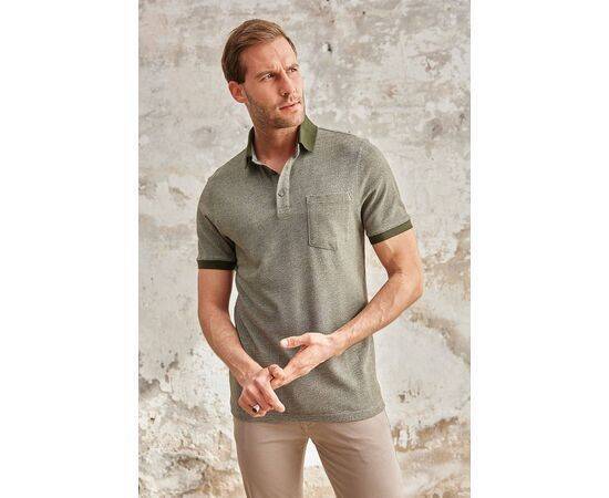 Patterned Polo Neck Short Sleeve T-Shirt with Pockets