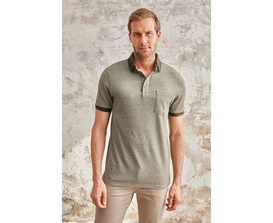 Patterned Polo Neck Short Sleeve T-Shirt with Pockets