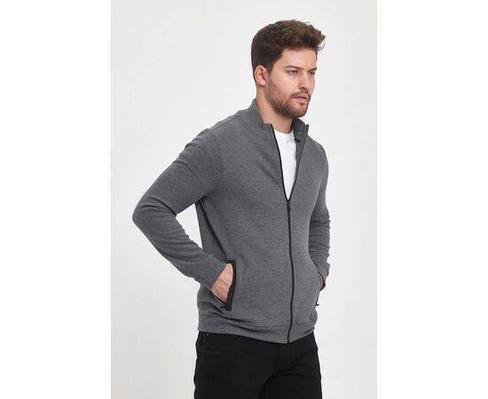 High Collar Cardigan with Zipper