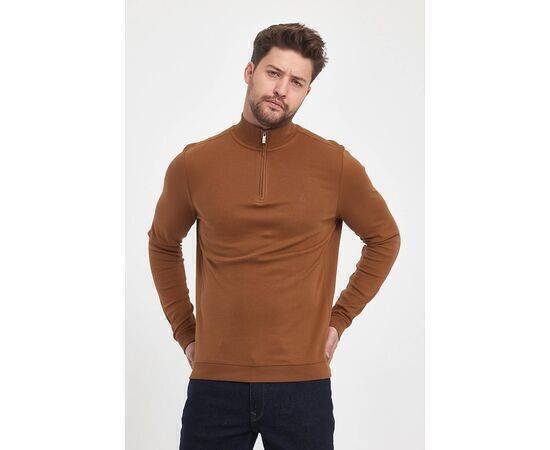 Zippered Stand-Up Collar Sweatshirt