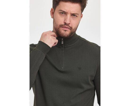 Zippered Stand-Up Collar Sweatshirt