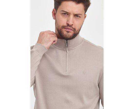 Zippered Stand-Up Collar Sweatshirt