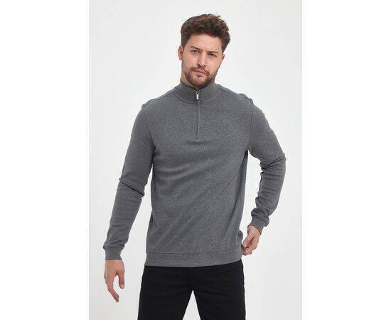 Zippered Stand-Up Collar Sweatshirt