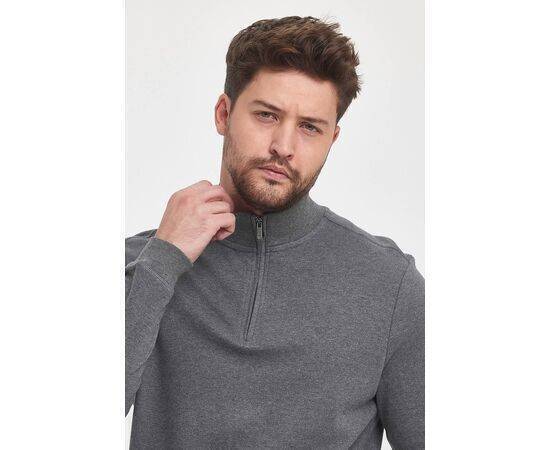 Zippered Stand-Up Collar Sweatshirt