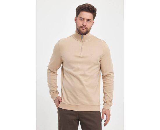 Zippered Stand-Up Collar Sweatshirt