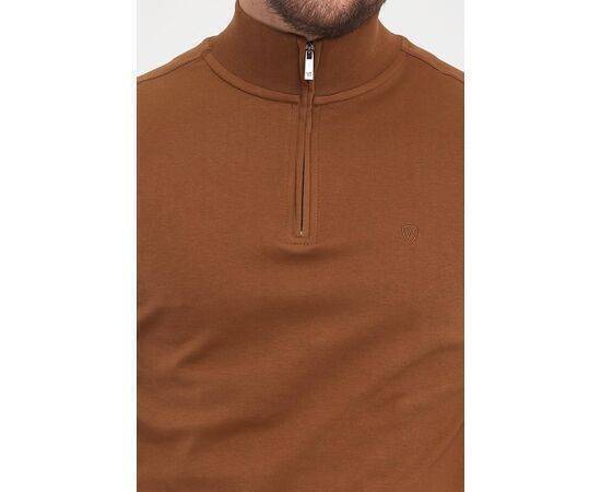 Zippered Stand-Up Collar Sweatshirt