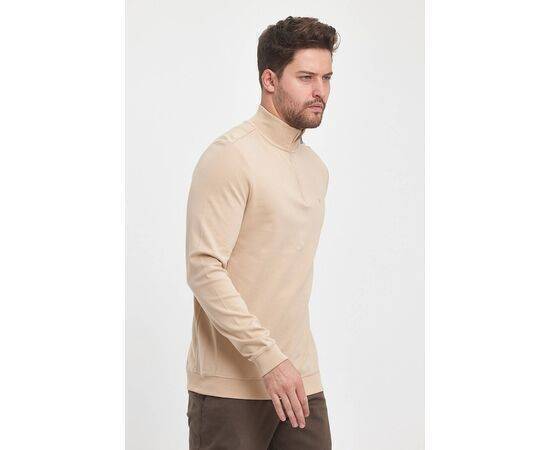 Zippered Stand-Up Collar Sweatshirt