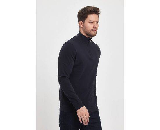 Zippered Stand-Up Collar Sweatshirt