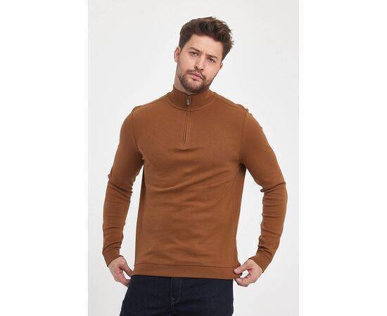 Zippered Stand-Up Collar Sweatshirt