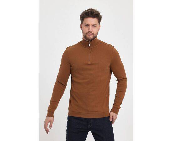 Zippered Stand-Up Collar Sweatshirt