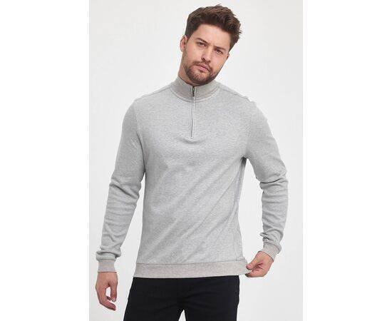 Zippered Stand-Up Collar Sweatshirt