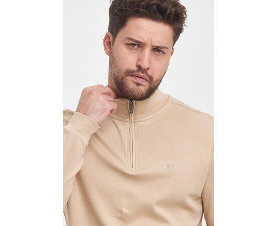 Zippered Stand-Up Collar Sweatshirt