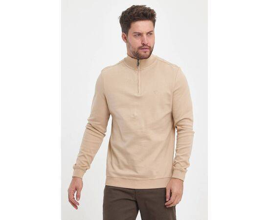 Zippered Stand-Up Collar Sweatshirt