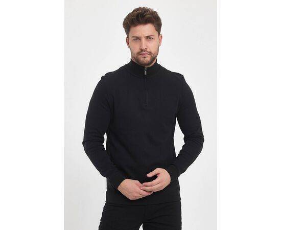 Zippered Stand-Up Collar Sweatshirt