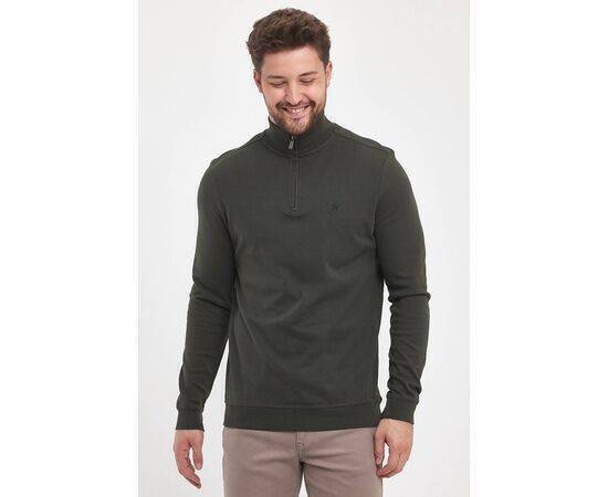 Zippered Stand-Up Collar Sweatshirt