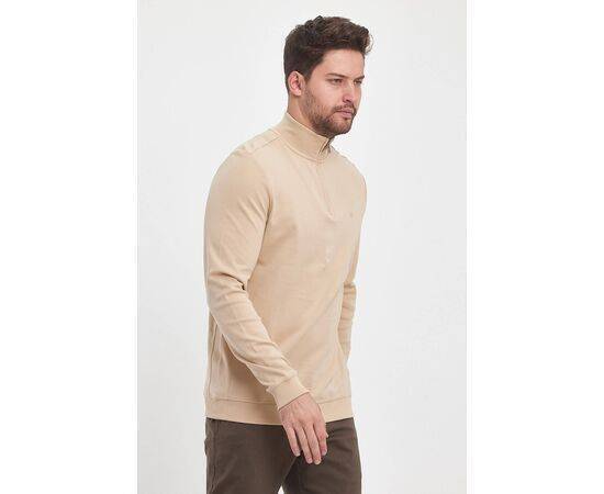 Zippered Stand-Up Collar Sweatshirt