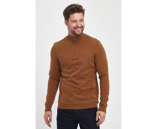 Zippered Stand-Up Collar Sweatshirt