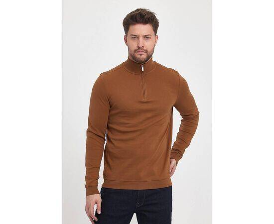 Zippered Stand-Up Collar Sweatshirt