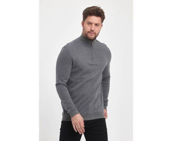 Zippered Stand-Up Collar Sweatshirt