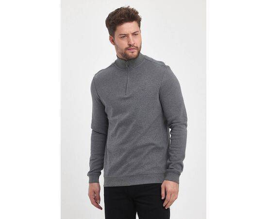 Zippered Stand-Up Collar Sweatshirt