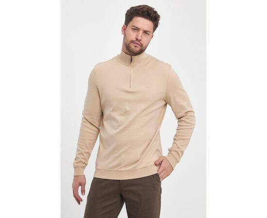 Zippered Stand-Up Collar Sweatshirt