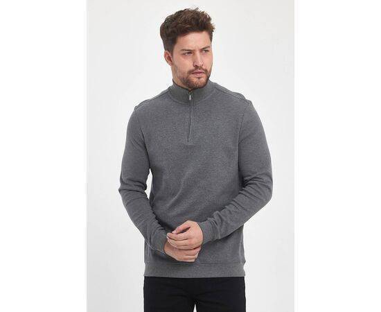 Zippered Stand-Up Collar Sweatshirt