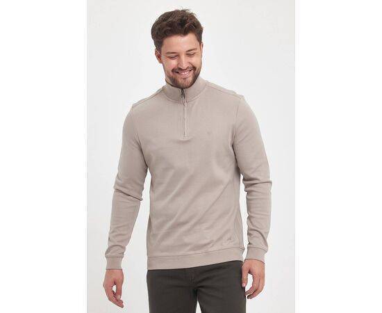 Zippered Stand-Up Collar Sweatshirt