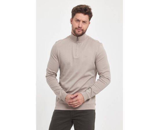 Zippered Stand-Up Collar Sweatshirt