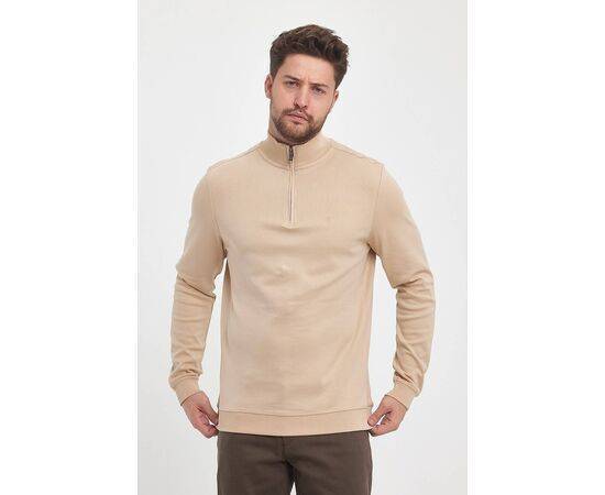 Zippered Stand-Up Collar Sweatshirt