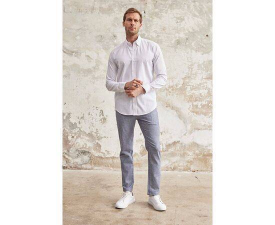 Linen Look Collar Buttoned Classic Fit Long Sleeve Shirt