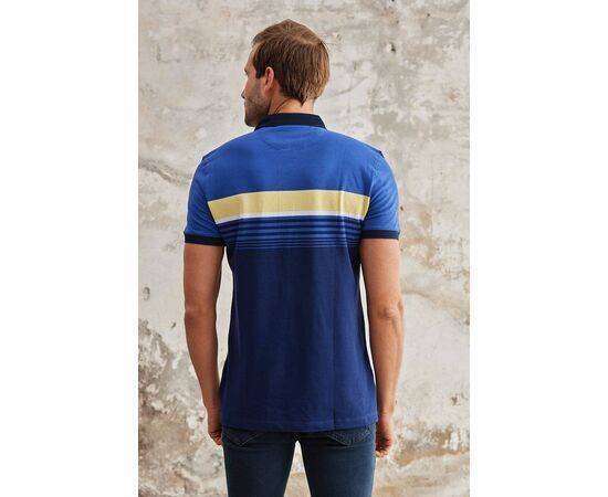 Stripe Patterned Polo Neck Short Sleeve T-Shirt