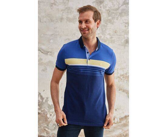 Stripe Patterned Polo Neck Short Sleeve T-Shirt