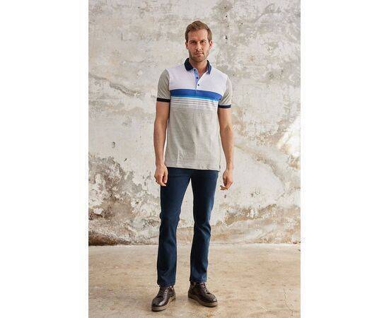 Stripe Patterned Polo Neck Short Sleeve T-Shirt