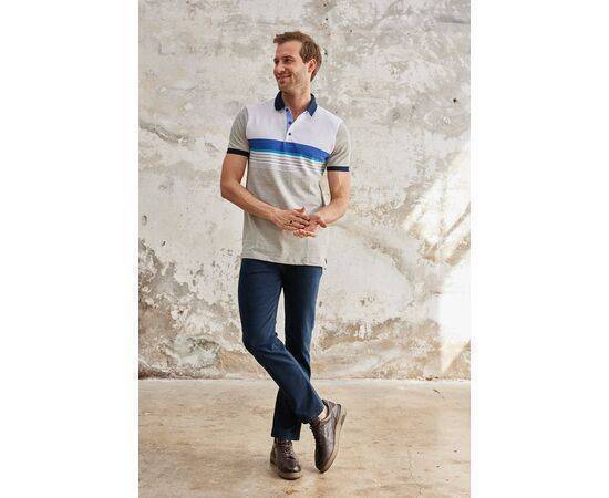 Stripe Patterned Polo Neck Short Sleeve T-Shirt