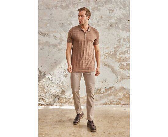 Zippered Polo Neck Short Sleeve T-Shirt