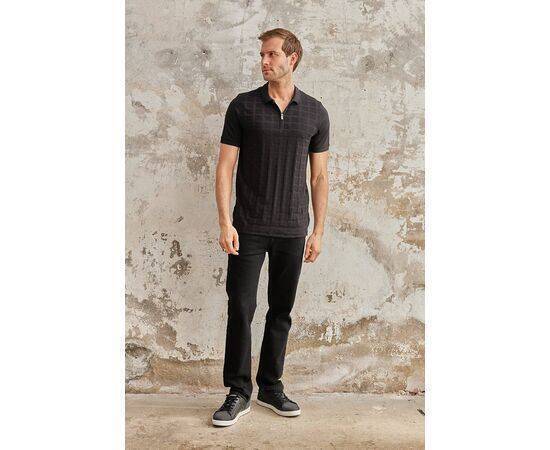 Zippered Polo Neck Short Sleeve T-Shirt