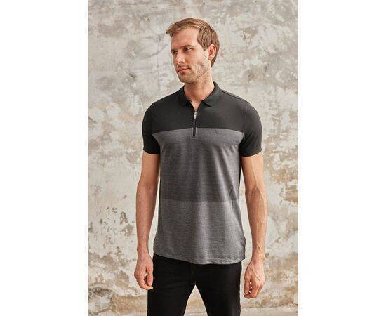 Zippered Polo Neck Short Sleeve T-Shirt