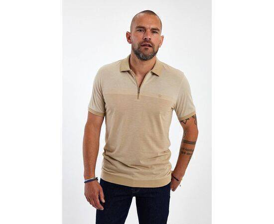 Zippered Polo Neck Short Sleeve T-shirt