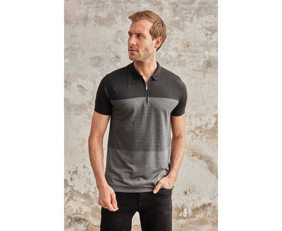 Zippered Polo Neck Short Sleeve T-Shirt