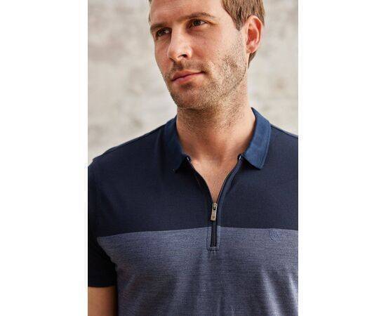 Zippered Polo Neck Short Sleeve T-Shirt